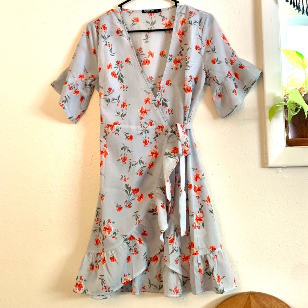 NastyGal Ruffle Wrap Dress - NWOT